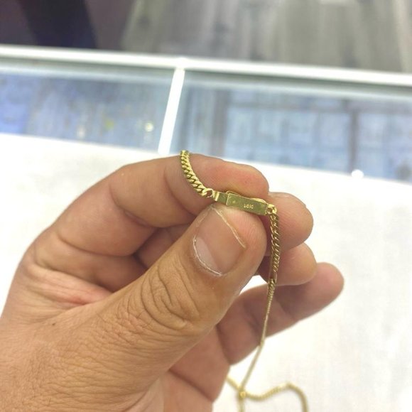 18K Yellow Solid Gold Figaro Cuban Curb Chain 26" Inches for Mens Cadena De Oro - Picture 3 of 4